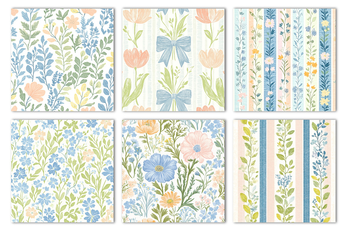 Spring Floral Seamless Patterns, an Illustration by Dream Creation (Photo 2 of 5)