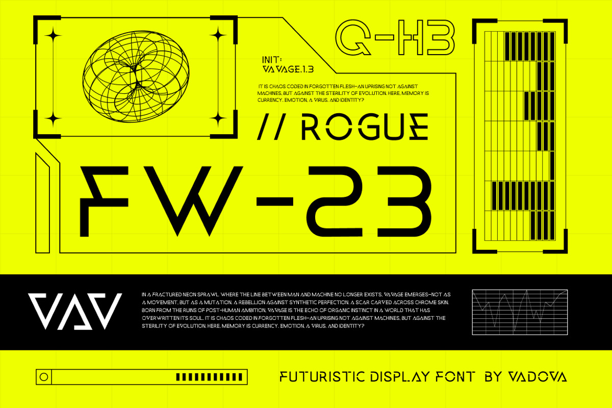 Vavage – Futuristic Display Font, a Sans Serif Font by Vadovastd (Photo 2 of 7)