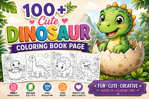 Cute Dinosaur Coloring Book Pages