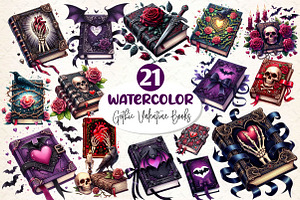 Gothic Valentine's Day Books Clipart, a Work Illustration by Dream Creation