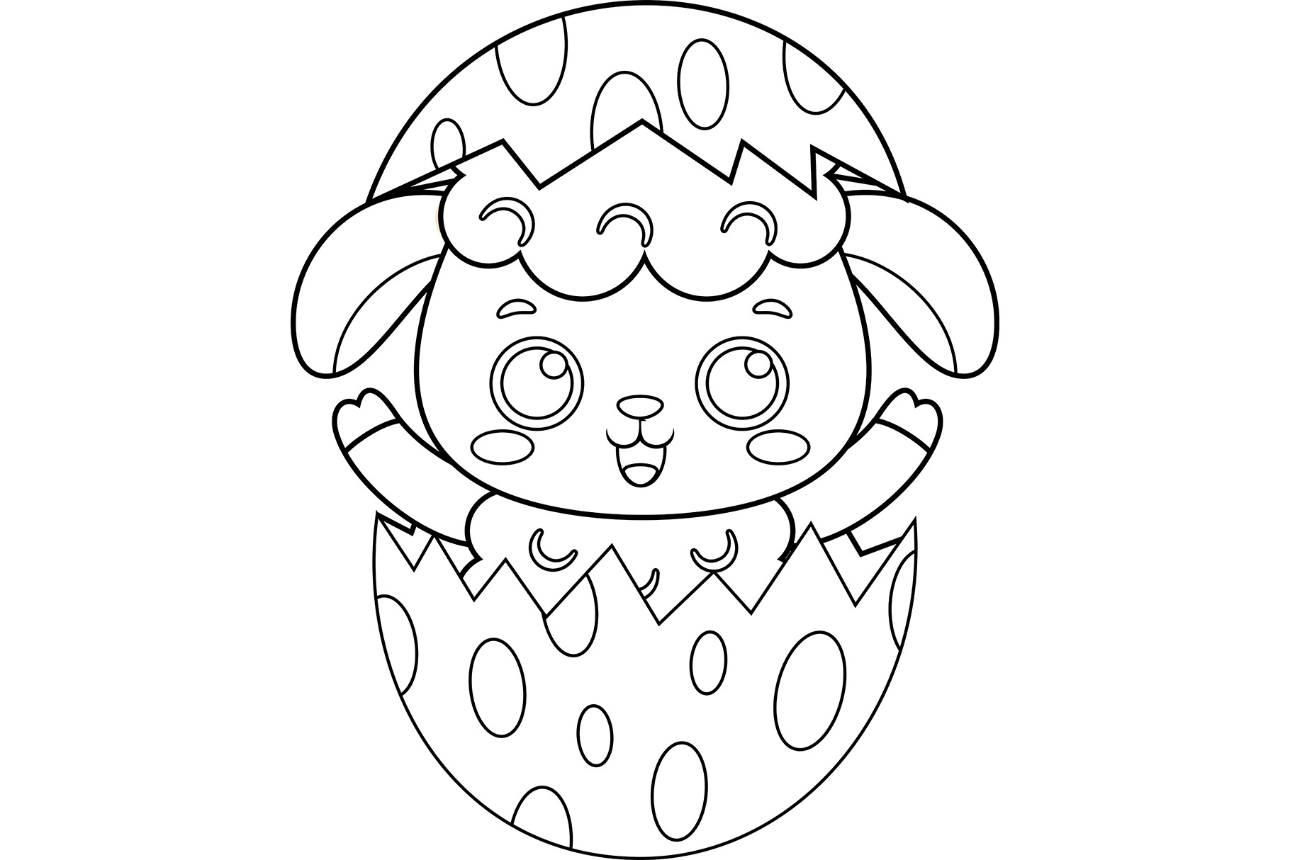Outlined Surprise Cute Little Sheep, an Animal Illustration by HitToon
