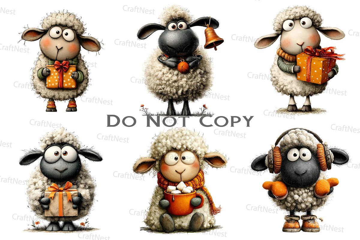 Quirky Winter Sheep Clipart, an Illustration by Craft Nest (Photo 2 of 8)