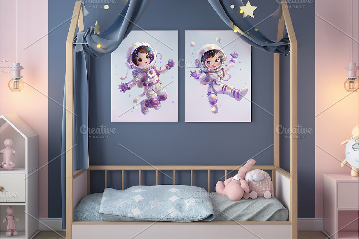 Cute girl astronaut. T-Shirt, PNG., a Person Illustration by KENO Mascots (Photo 9 of 9)