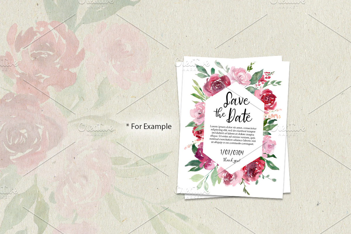 Watercolor Red Blush Pink Flowers, an Illustration by GraphicsDish (Photo 6 of 6)
