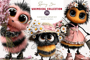 Whimsical Spring Bee Clipart PNG, an Illustration by CreationArt (Thumbnail 1 of 7)