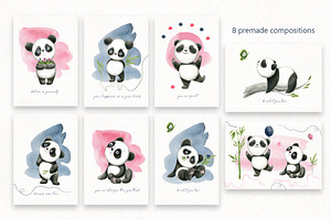 Funny Panda - Color Pencil Clipart