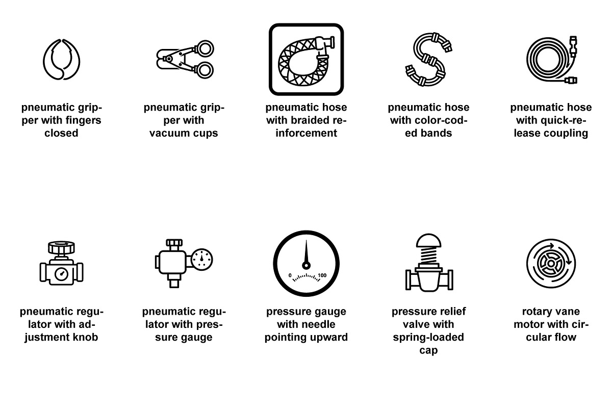*Hydraulic and pneumatic systems Set, an Outline Icon by Nurlan's shop (Photo 5 of 6)