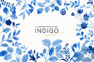 INDIGO Floral watercolor