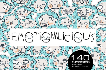 Emotionalicious - 140 faces, an Illustration by Teeshoom Studio