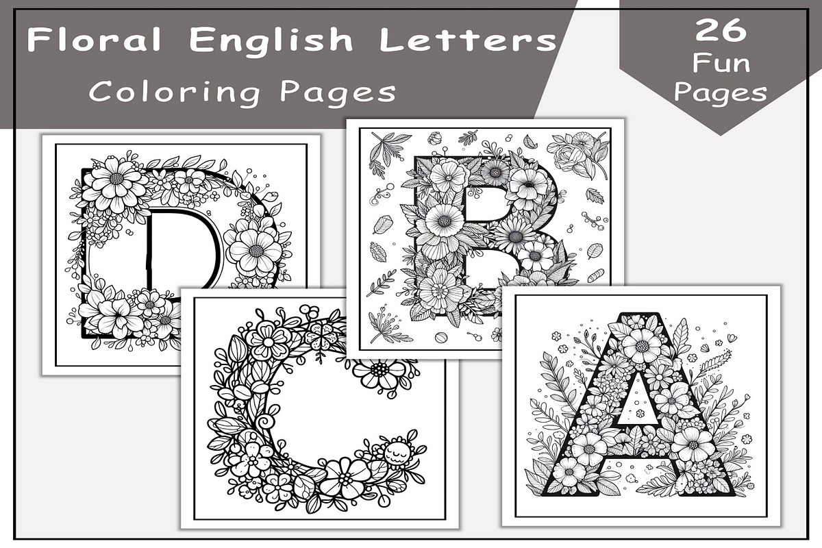 Floral English Alphabet Coloring, an Education Illustration by Lamia Emad (Photo 1 of 3)