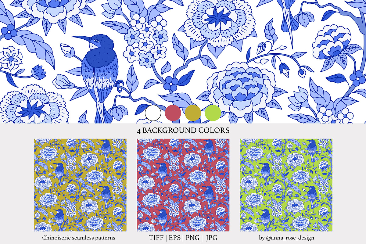 Blue Chinoiserie Patterns & Motifs, a Pattern Graphic by Rose Design (Photo 5 of 12)