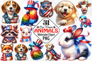 Patriotic Animals Clipart, an Illustration by RobertsArt