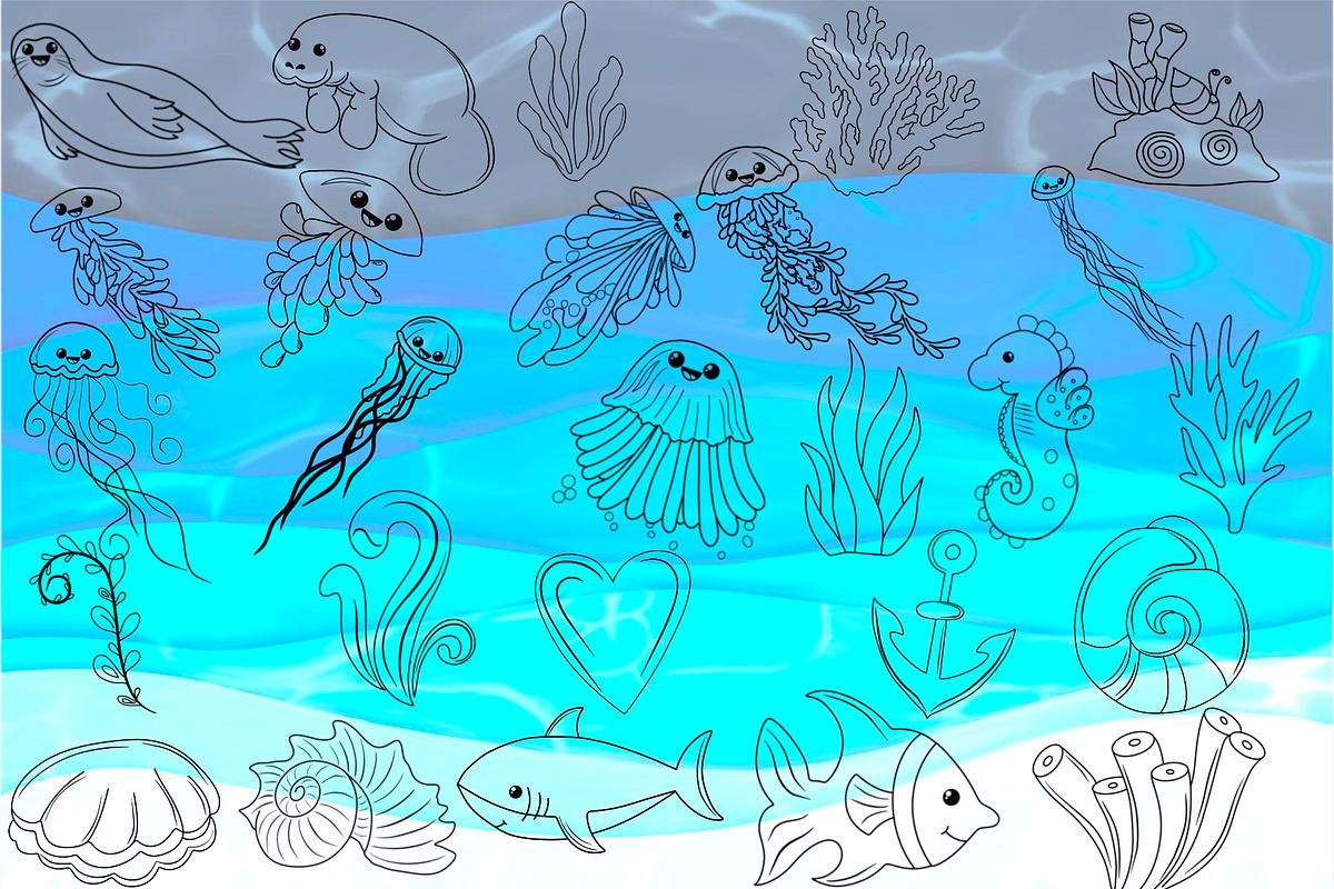 Ocean Life Digital Stamps, a Graphic by Favorites_Art (Photo 11 of 17)