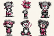 Quirky Teddy Bear Valentine Clipart, an Illustration by DreamCafeArt (Thumbnail 6 of 6)