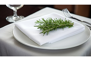 herbs napkin table ai generated, a Food & Drink Photo by pikepicture