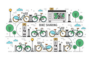 Bike sharing line art concept, a Transportation Illustration by Good Studio (Thumbnail 1 of 3)