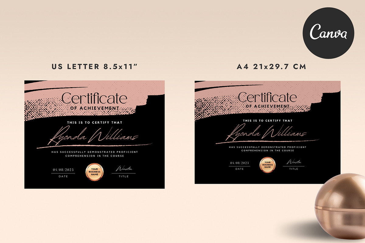 Certificate of Completion CANVA C004, a Marketing Template by Draca Design Co (Photo 3 of 4)