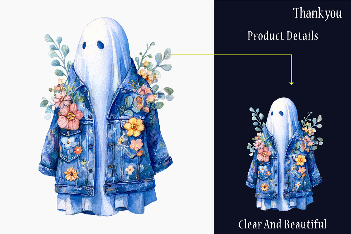 Retro Halloween Blue Denim Ghost, a Graphic by designcity5 (Photo 4 of 5)