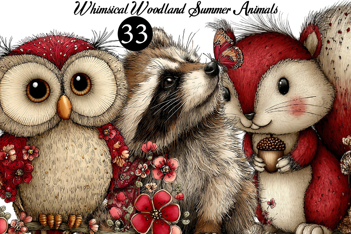 Whimsical Woodland Summer Animals, an Illustration by DreamArtGraphic (Photo 1 of 8)