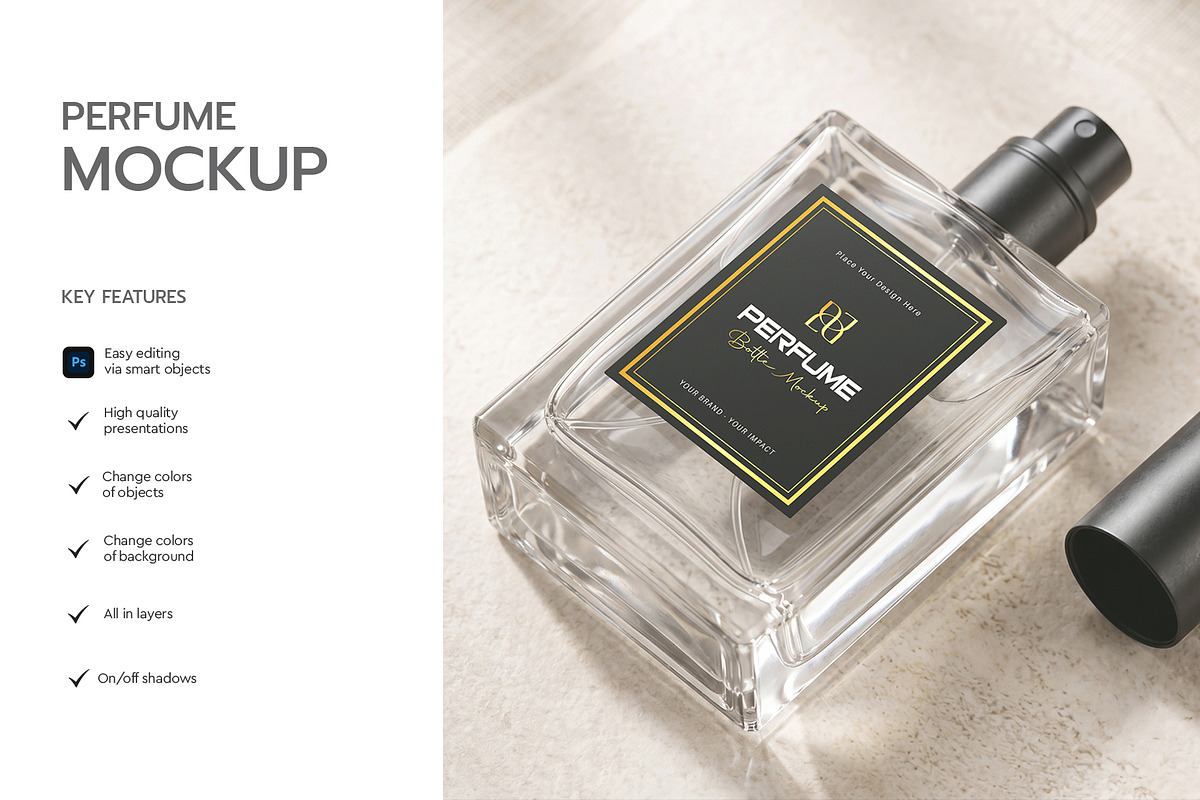 Luxury Perfume Bottle Mockup, a Packaging Mockup by graphypix (Photo 2 of 4)