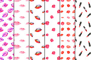 Watercolor lips and lipsticks set, a Pattern Graphic by esylvia (Thumbnail 2 of 5)