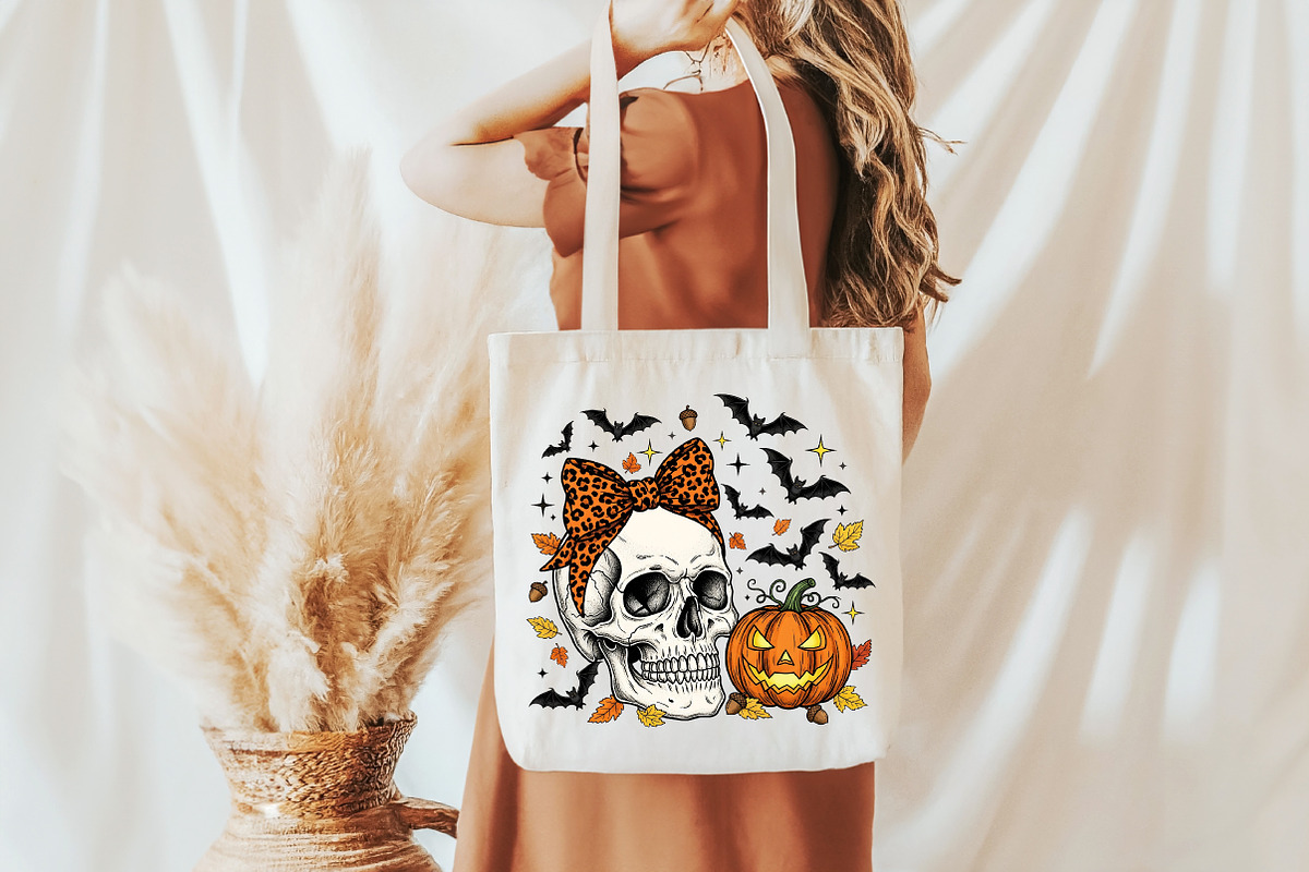 Halloween, Skull With Bow, Pumpkin P, an Illustration by Libby Wishes (Photo 6 of 6)