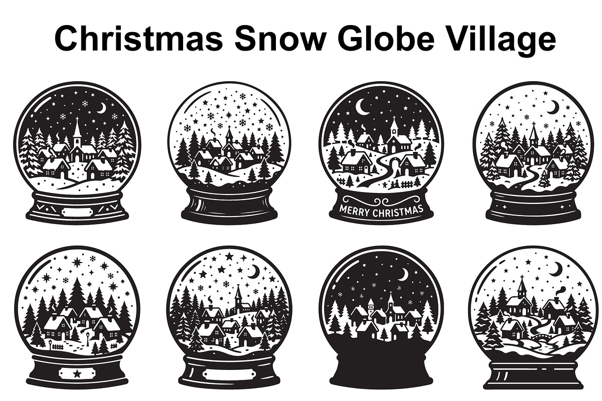 Festive Snow Globe Town Scenes, an Object Graphic by Creativeshirt (Photo 1 of 3)