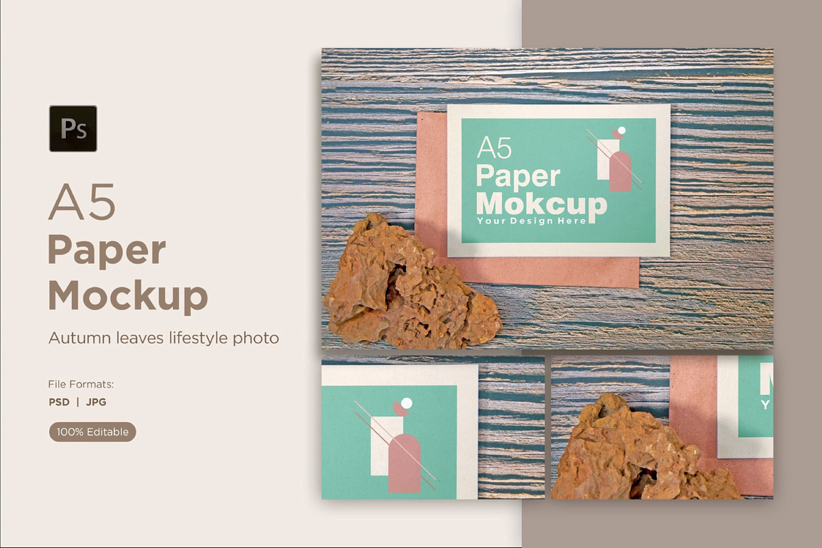 A5 Paper Mockups With Grunge stones, a Print Template by shahsoft (Photo 1 of 3)