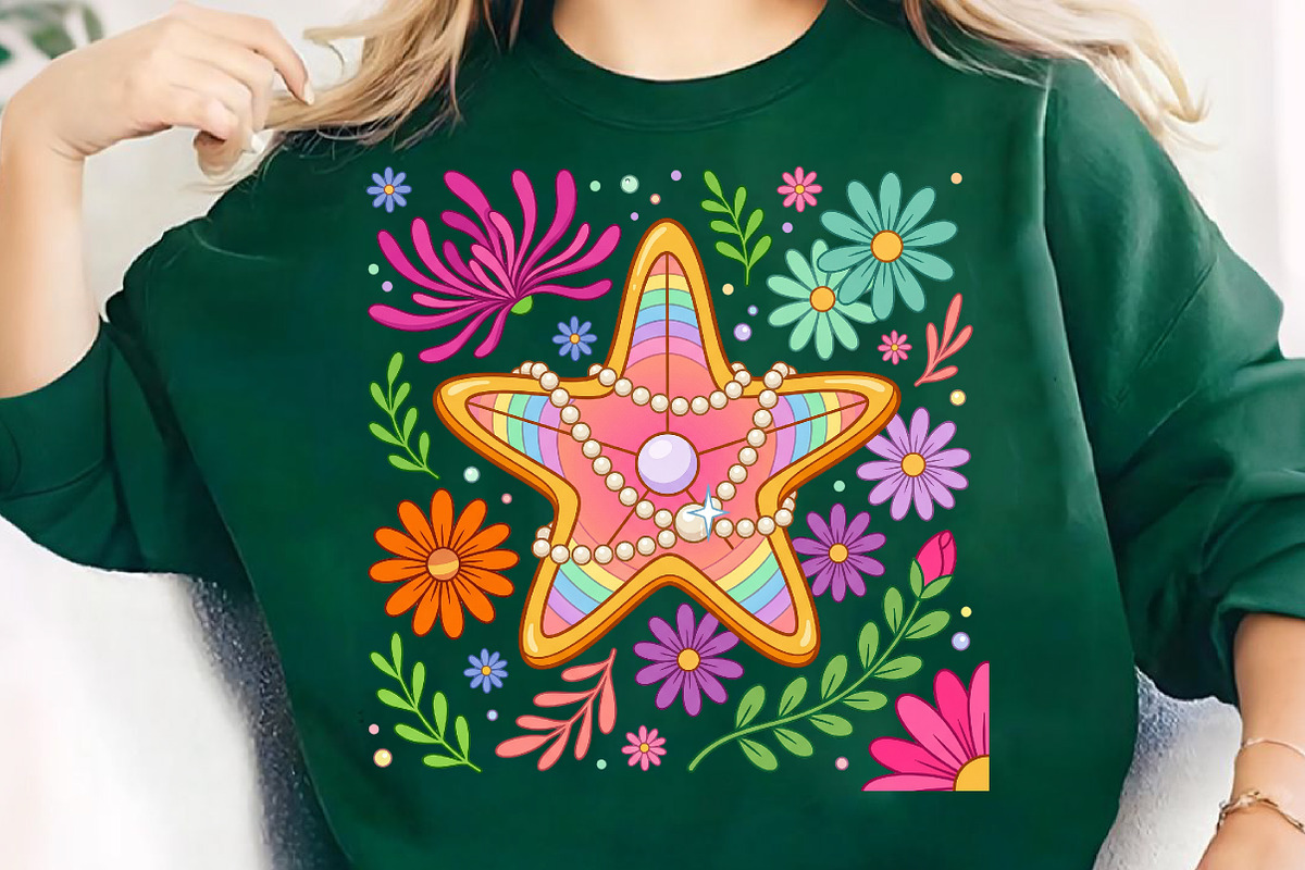 Retro Floral Summer Png, Preppy Star, an Illustration by CreationArt (Photo 1 of 5)