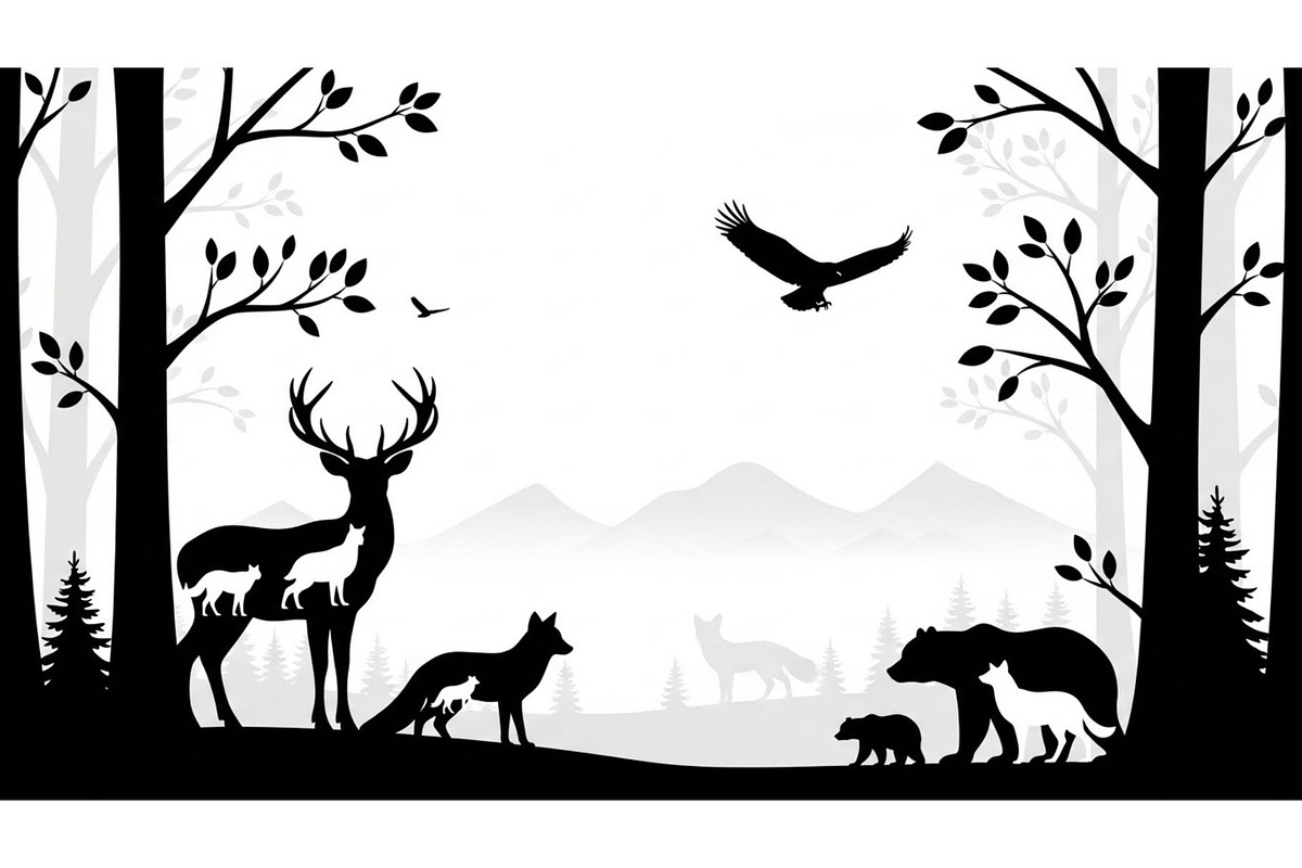 Wildlife Forest Silhouette Vector Bu, an Illustration by Designs_River (Photo 6 of 51)