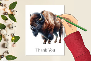 Wild Bison Watercolor Western PNG