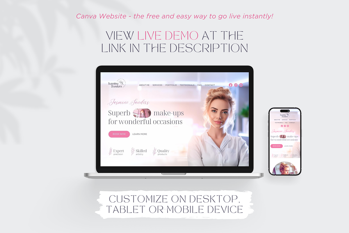 Beauty Website Template Canva Site, a Landing Page Template by vectorocean (Photo 2 of 11)