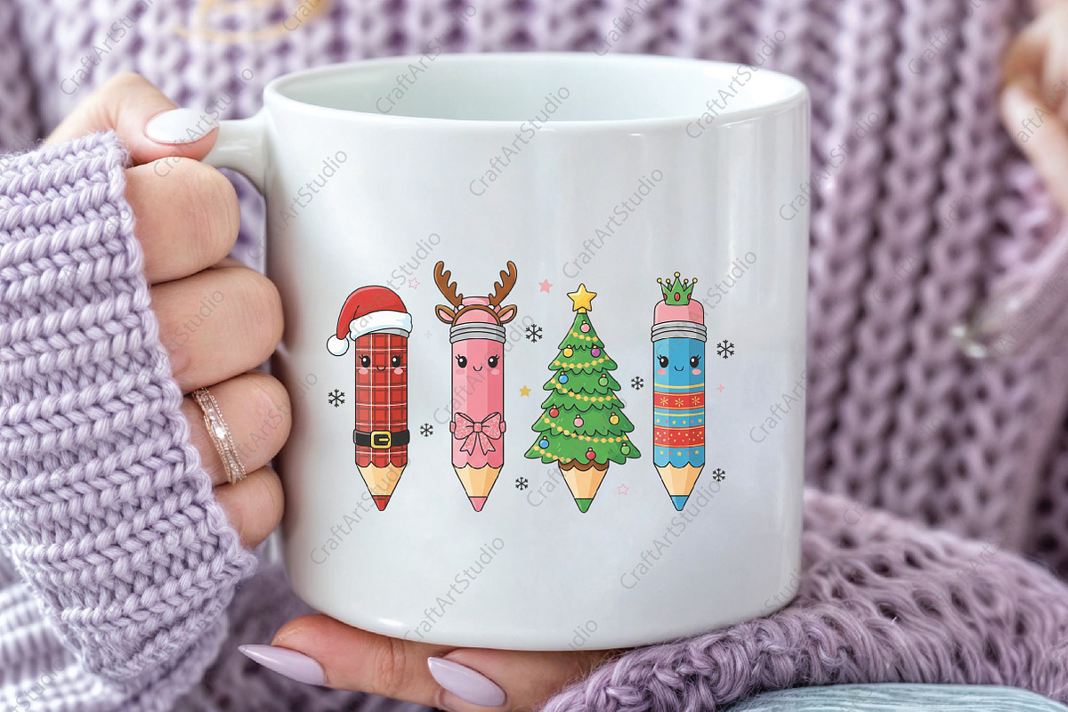 Christmas Teacher Pencils PNG, an Illustration by CraftArtStudio (Photo 3 of 4)