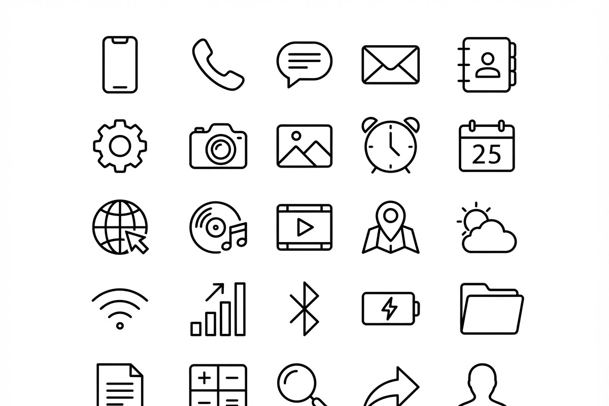 34 Smartphone Essentials Icon Set, an Outline Icon by adenpinkstore (Photo 13 of 15)