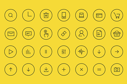 28 flat icons - 2 px (vector)