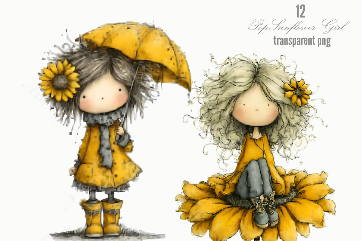 Sunflower Girl PNG Clipart, a Person Illustration by Designking (Photo 1 of 5)