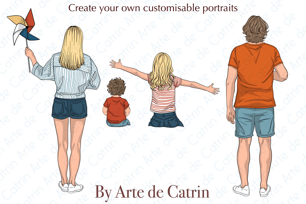 Summer Family Clipart, Beach Family, a Person Illustration by ArtedeCatrin (Photo 5 of 10)