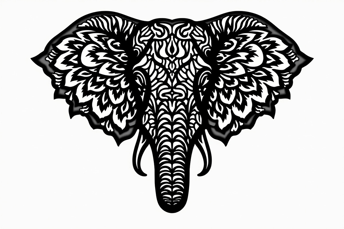 Elephant Silhouette with Ornamental, an Illustration by Amazin_art (Photo 4 of 16)