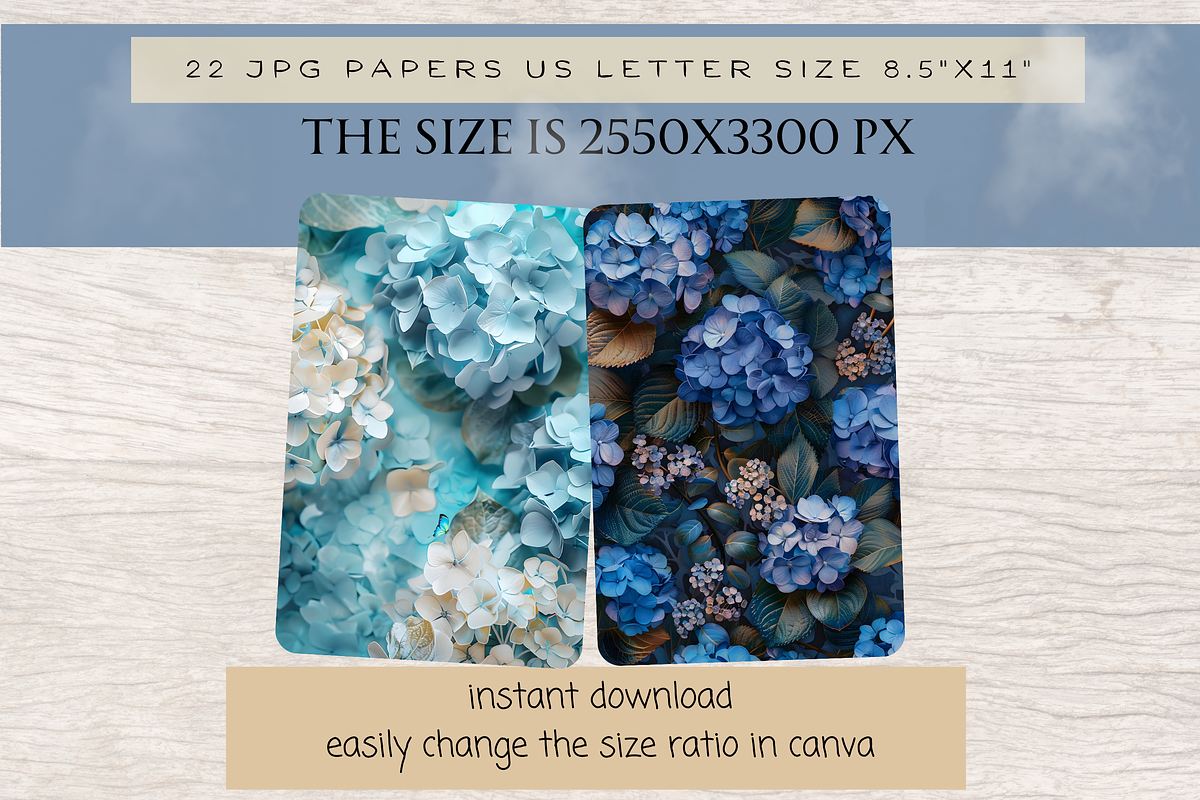 HYDRANGEA BACKGROUND PAPER, a Decorative Illustration by Daring Digies