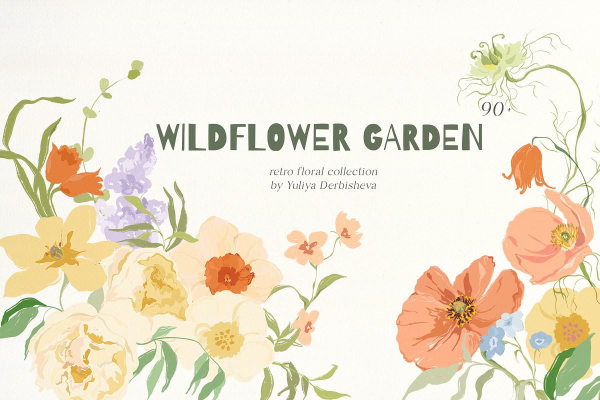 Wildflower garden retro flowers, a Decorative Illustration by Yuliya Derbisheva (Photo 1 of 12)