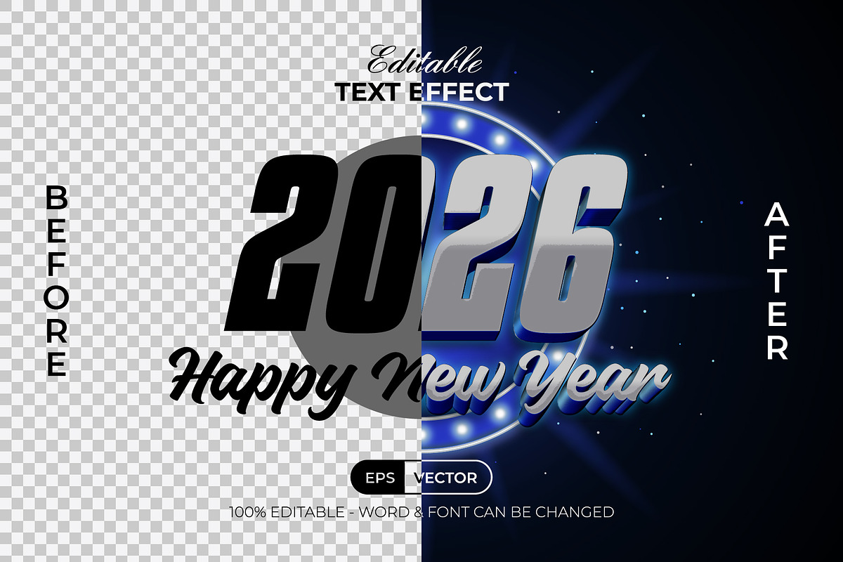 2026 Text Effect Silver 3D Style, a Layer Style Add-On by Mockmenot (Photo 2 of 3)