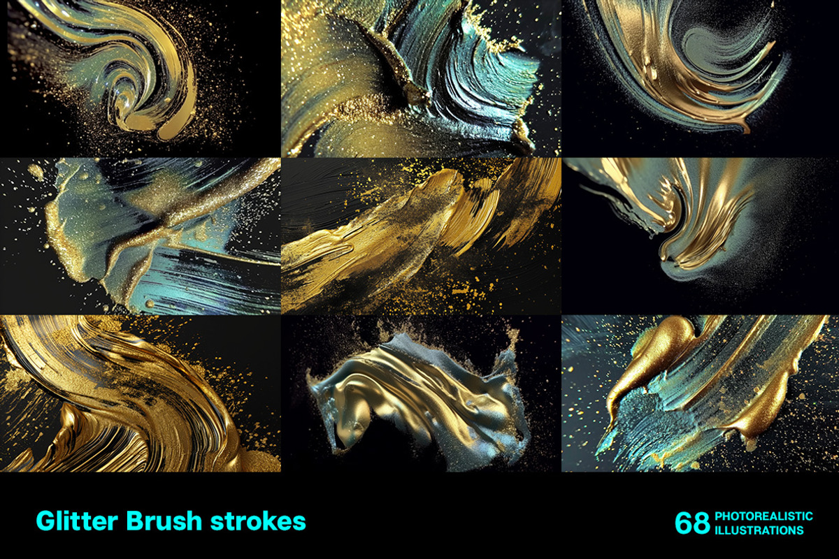 Glitter Brush strokes. 68 images, a Decorative Illustration by Handmadefont (Photo 2 of 14)
