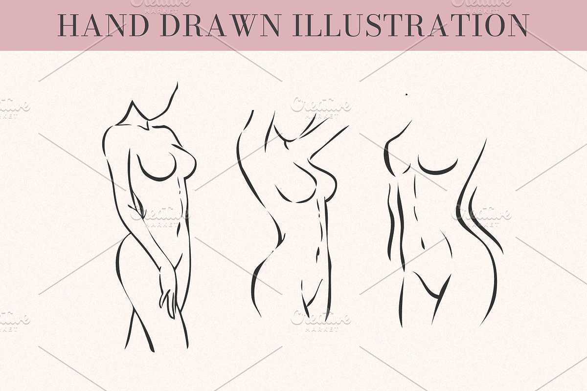 Female Body Line Art Vector Set, an Object Graphic by Elena Naumchenkova (Photo 2 of 3)