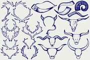 Deer antlers, horns animals SVG, an Animal Illustration by LineworkStock (Thumbnail 1 of 3)