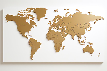 Gold World Map on White