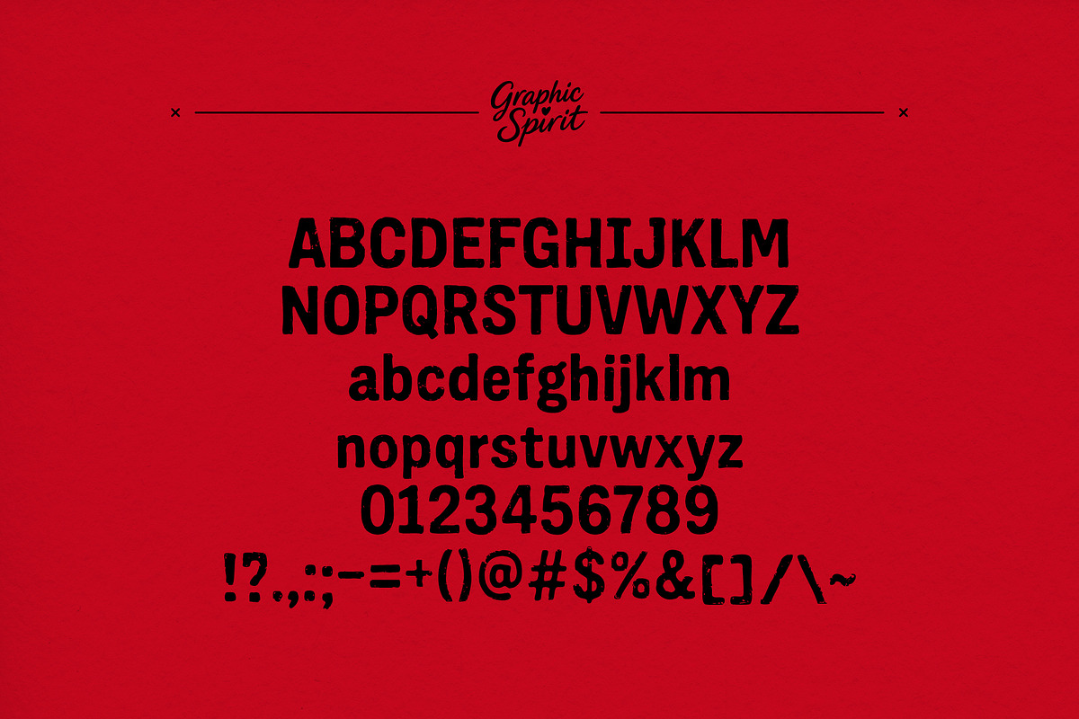 Rough Stampy Distressed Stamped Font, a Font by Graphic Spirit (Photo 12 of 12)