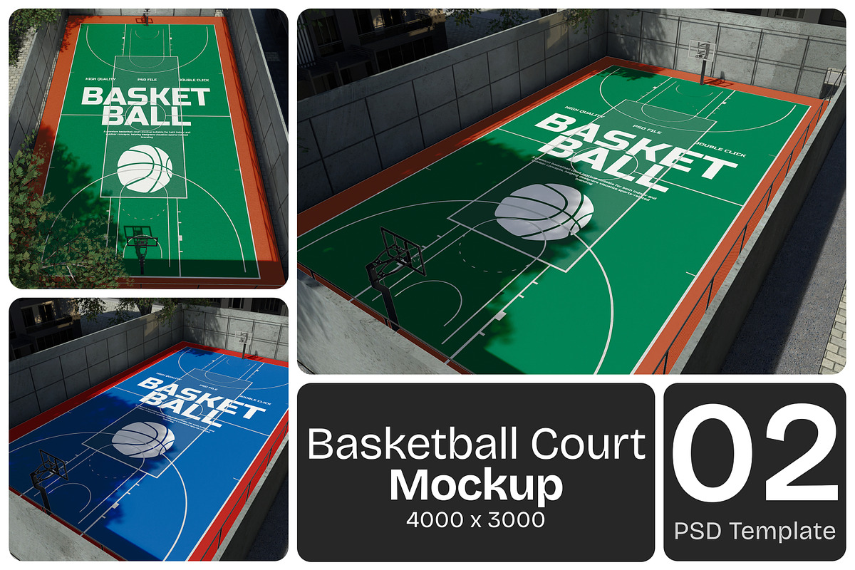 Basketball Court Mockup, an Advertising Mockup by Permadi Creative (Photo 1 of 5)