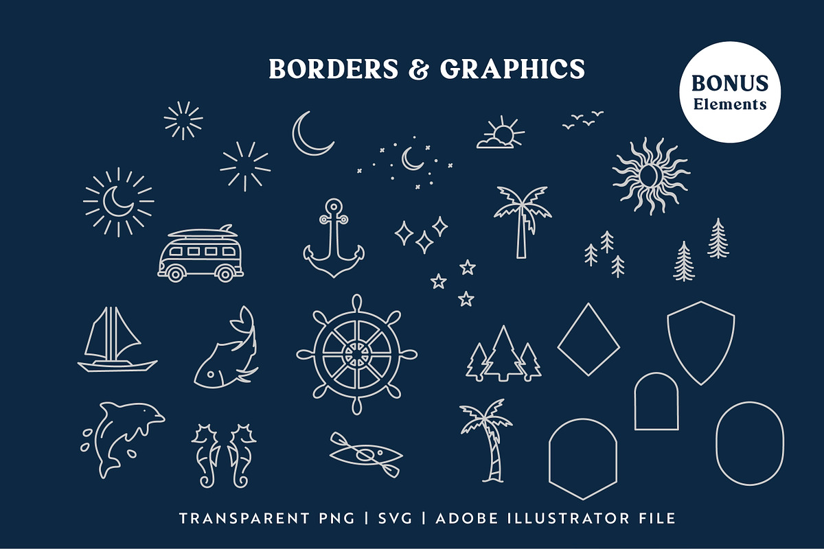 Coastal Line Art Logo Bundle, a Branding & Logo Template by Ellen Carty Design (Photo 5 of 11)
