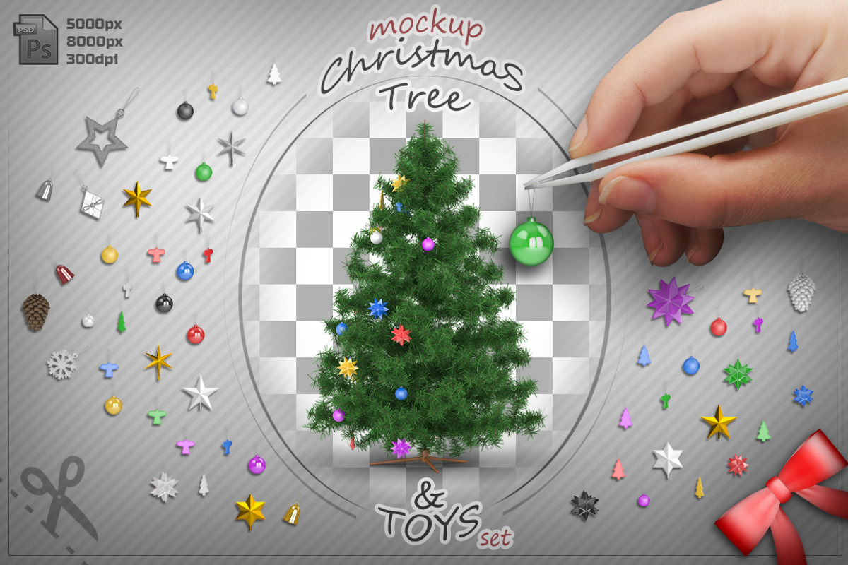 Christmas Tree and Toys mock-up set, an Object Graphic by stallfish's art store (Photo 1 of 8)