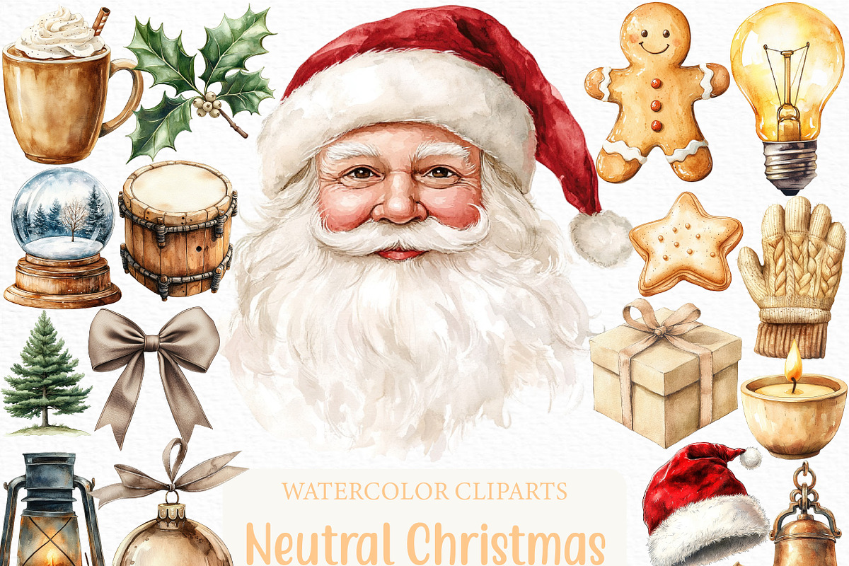 Neutral Christmas Clipart, an Illustration by Craft Nest (Photo 1 of 6)